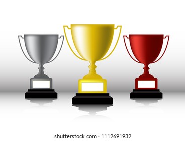 3 trophy with shadow on White background vector eps.10