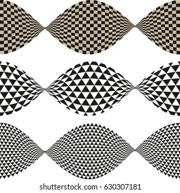 3 twisted grids ribbons in black and white