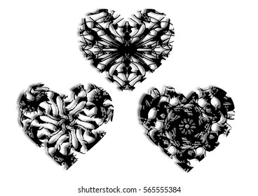 3 types of black heart concept. Vector.