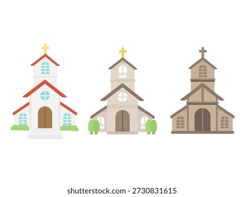 3 Arten von Kirchen Illustrationssatz