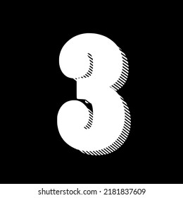 3 Typographic Numbers Shadow Drop Education Type Typography Three Vector