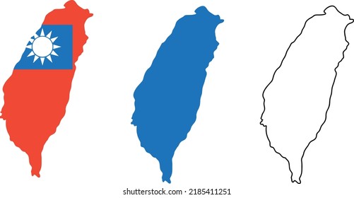 3 variants map of Taiwan vector