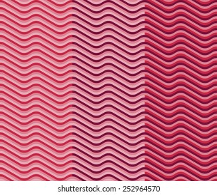 3 variants seamless pink wavy pattern