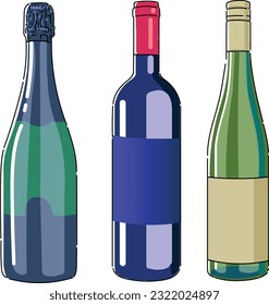 3 variations of wine bottles-vector art made for commercial and personal use