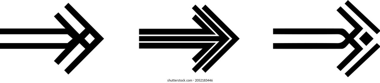 3 flechas varias firman. Colección de diferentes flechas. Flechas vectoriales negras - arte vectorial.