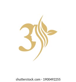 3 Logo abstracto vectorial, plantillas de diseño de marca en estilo minimalista lineal moderno, emblema para estudio de belleza y cosmética - retrato femenino, cara de mujer hermosa - placa para maquillador, moda