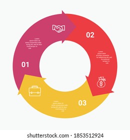 Infografía de las flechas del círculo de 3 vectores   ... Esta infografía es ideal para cualquier tipo de presentación de negocios