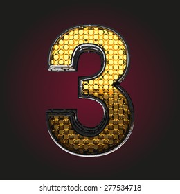 3 vector golden and silver letter