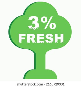3% Vector Illustration of Fresh food everyday graphic label or sticker on white background, vector design illustration. Suitable for product label