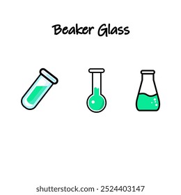 3 vasos de vidrio de laboratorio de Vector