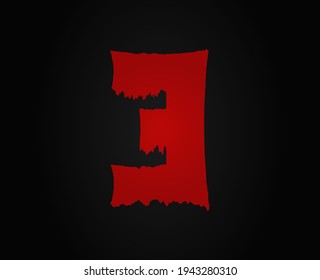 3 Vektornummer Horror blutig, beängstigend. Wahnsinnige Angst brutal, schreiende Schrift. Design des abendlichen Wiki-Designs