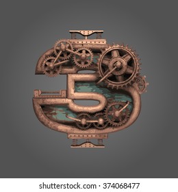 3 vector rusted letter with gears