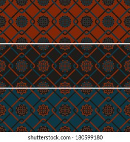 3 vector seamless patterns  in eastern style, seamless pattern in swatch menu