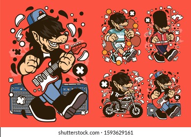  3 Vector Wolf Cartoon Character (2)