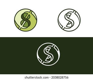 3 vectorial logos of letter S, flat design template