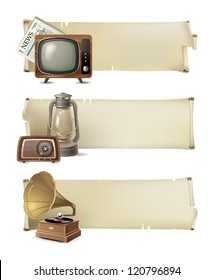 3 vintage banners