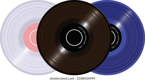 3 vinyl cd labels, and design vector for music art and album Pro Vector