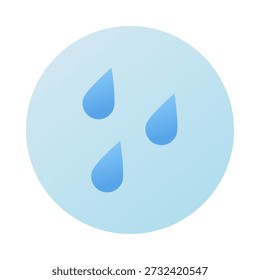 3 Water drops icon. Rain and rainfall. Sky and weather design element. Round Isolated vector illustration.