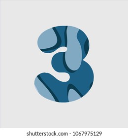 3 Water Font Vector Template Design Illustration