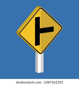 3 Way Ahead Sign 3d shape vector illustration