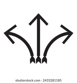3 way direction icon. 3 way arrows vector icon. Arrows direction icon.