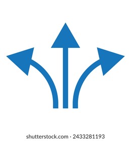 3 way direction icon. 3 way arrows vector icon. Arrows direction icon.