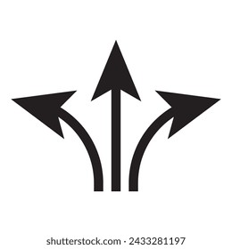 3 way direction icon. 3 way arrows vector icon. Arrows direction icon.