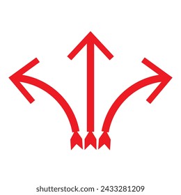 3 way direction icon. 3 way arrows vector icon. Arrows direction icon.