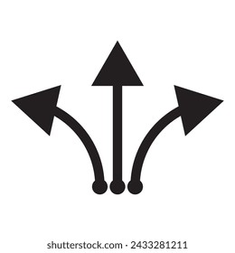 3 way direction icon. 3 way arrows vector icon. Arrows direction icon.