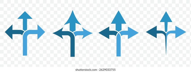 3 way direction icon. 3 way arrows vector icon. Arrows direction icon. 3 arrow way line icon. Simple outline style. Choice, option, pathway, opportunity, logo, split, road, choose, three concept.EPS10