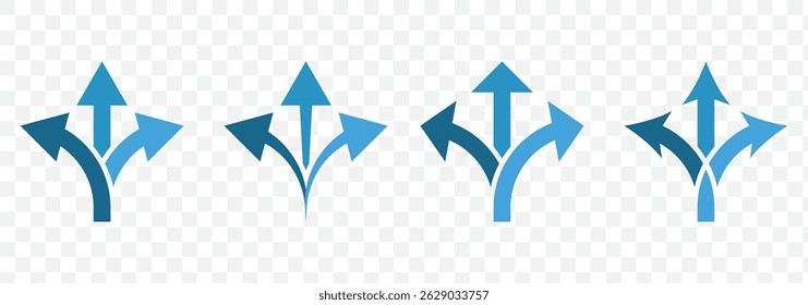 3 way direction icon. 3 way arrows vector icon. Arrows direction icon. 3 arrow way line icon. Simple outline style. Choice, option, pathway, opportunity, logo, split, road, choose, three concept.EPS10