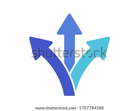 3 way direction icon. 3 way arrows vector icon.  Arrows direction icon. 