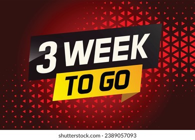 3 week to go word concept vector illustration and 3d style for use landing page, template, ui, web, mobile app, poster, banner, flyer, background, gift card, coupon
