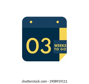 3 Weeks to go calendar icon on white background