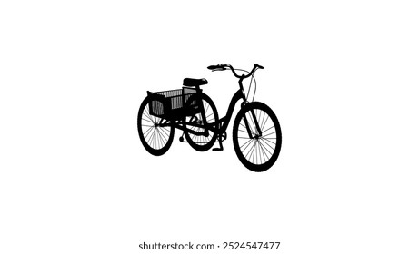 3 Roda Bike emblema, silhueta isolada preta