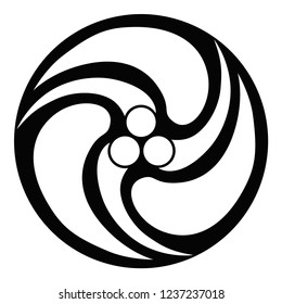 3 whirlwind, black and white pattern. Wind symbol.
