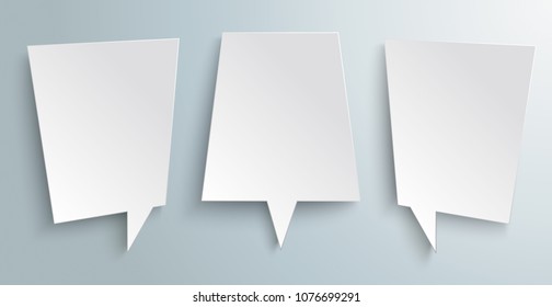 3 white speech bubbles on the gray background. Eps 10 vector file.
