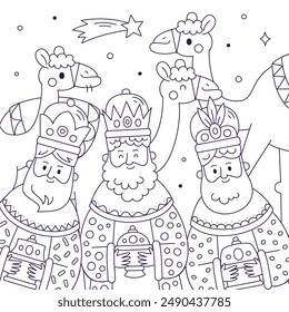 3 wise men on Jesus birth illustration vector