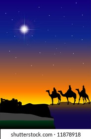 3 Wisemen with Bethlehem in the background (Quite possibly the best vector I've ever done - or nearly done. Check out the speedo in my portfolio)