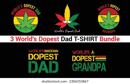 Diseño de la colección de vectores Dopest Dad del mundo de la Cannabis
