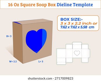 3 x 2,2 x 3 Zoll 16 Unzen Medium Heart Shape Window Soap Box