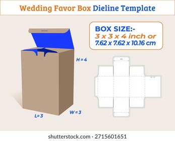 3 x 3 x 4 pulgadas de Boda caja de favores