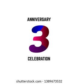 3 Year Anniversary Celebration Logo Vector Template Design Illustration