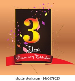 3 Year Anniversary Celebration Vector Template Design Illustration