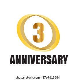Celebración de 3 años, diseño vectorial para celebraciones, tarjetas de invitación y tarjetas de felicitación