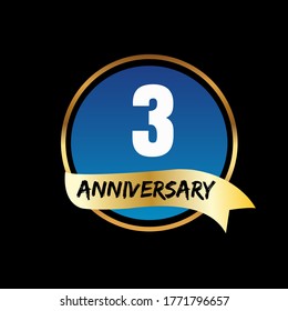 Celebración de 3 años, diseño vectorial para celebraciones, tarjetas de invitación y tarjetas de felicitación