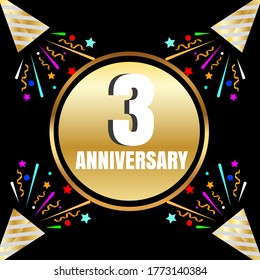3 year anniversary celebration, vector design for celebrations, invitation cards and greeting cards
