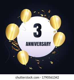 3 year anniversary celebration, vector design for celebrations, invitation cards and greeting cards