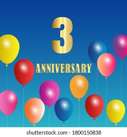 3 year anniversary celebration, vector design for celebrations, invitation cards and greeting cards