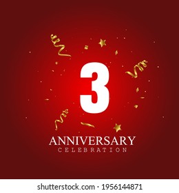 3 year anniversary celebration, vector design for celebrations, invitation cards and greeting cards